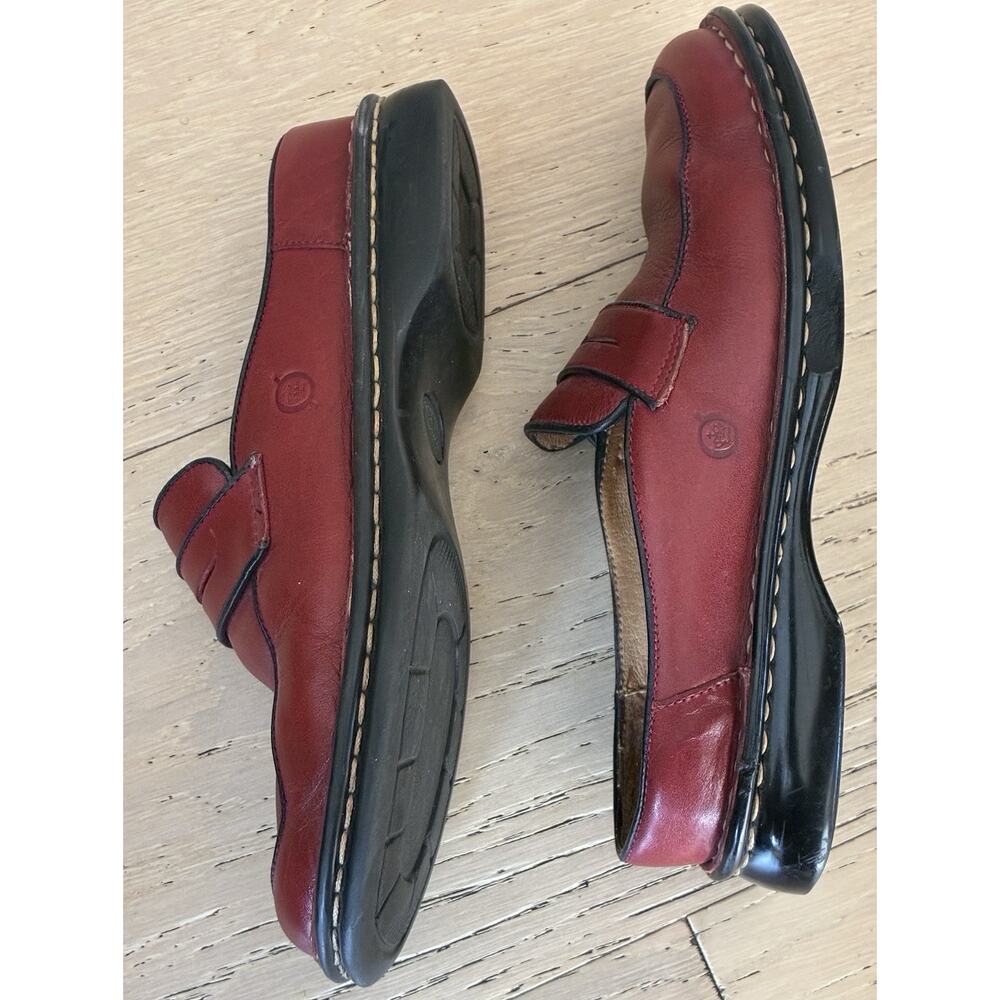 Born Women's Red Leather Casual Work Comfort Loafers Slip-On Size 6.5 Clogs - Picture 5 of 7